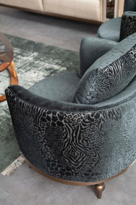 Rund Sessel Luxus Polster Design Textil 1 Sitzer Einsitzer Möbel Möbel