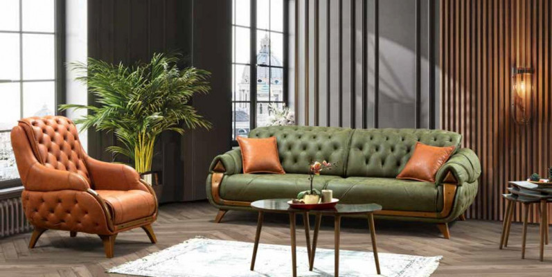 Klassischer Dreisitzer Sofa Couch Polster Möbel Wohnzimmer 3 Sitz