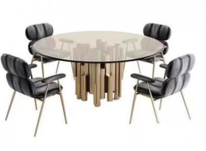 Designer Tisch Gold Esszimmertisch Rund Glas Rund Tische Moderner luxuriöse