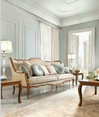 Sofagarnitur 6tlg. Klassische Möbel Sofa Sessel Beistell Tisch Couchtisch Holz