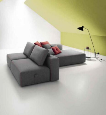 Sofa L-Form Textil Couch Ecke gepolstert Sitz Sofa Wohnzimmer modern alfitalia