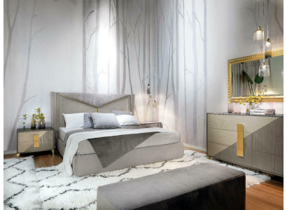 Schlafzimmer Bett 2x Nachttisch Betten 3tlg. Set Polster Italienische Möbel neu