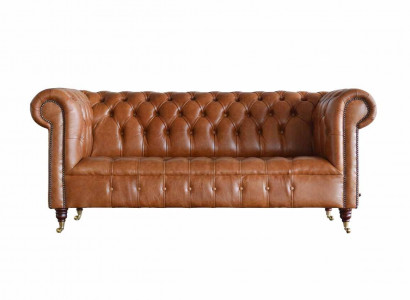 Chesterfield Sofa 3 Sitz Polster Couchen Sofas Couch Dreisitzer Braun