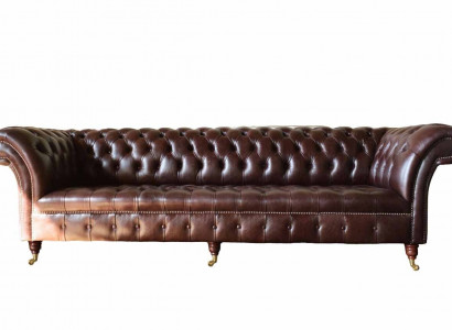 Sofa Chesterfield Couch Polster Sitz Leder Couchen Braun Designer 