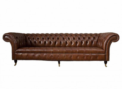 Sofa 4 Sitzer Luxus Möbel Chesterfield Leder Braun Design Modern Stil