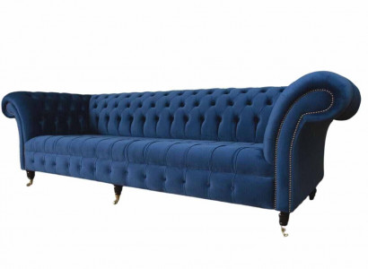 Chesterfield Big Sofa Couch Textil Samt Polster Sofas 4 Sitzer Couchen