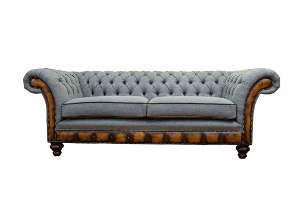 Luxus Dreisitzer Moderne Couch Möbel Grau Sofas Stoff Textil Polster