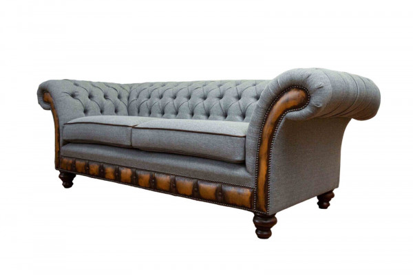 Luxus Dreisitzer Moderne Couch Möbel Grau Sofas Stoff Textil Polster