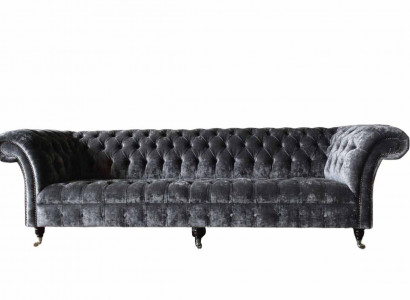 Viersitzer Sofa 4 Sitzer Sofas Textil Modern Design Stoff Polyester Grau