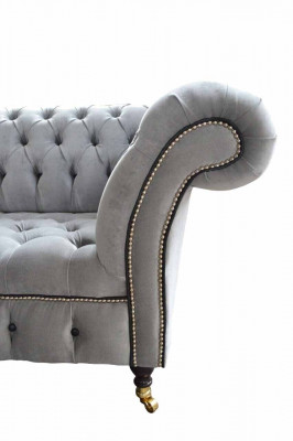 Chesterfield 3 Sitzer Couch Sitz Textil Stoff Couchen Sofas Sofa Polster