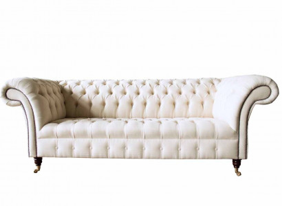 Chesterfield Sofa 3 Sitzer Designer Rosa Couchen Stoff Polster Textil