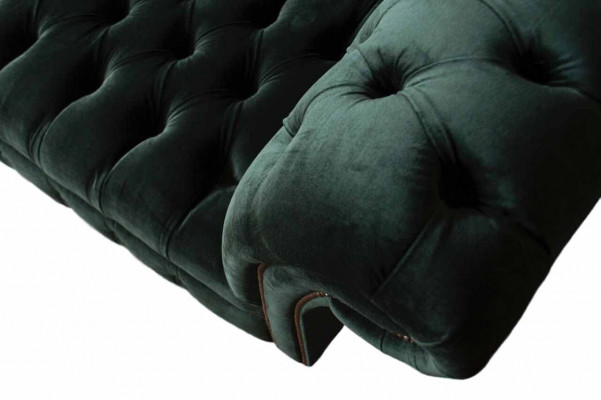 Chesterfield Sofa Design Couch 3 Sitzer Polster Stoff Polster Grün Neu