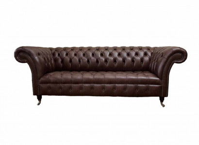 Sofa 3 Sitzer Chesterfield Ledersofa Wohnzimmer Designer Couchen Polster