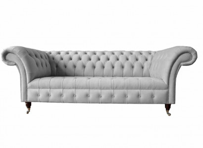 Chesterfield Textil Sofa Couch 3 Sitzer Polster Sitz Grau Sofas Big Neu