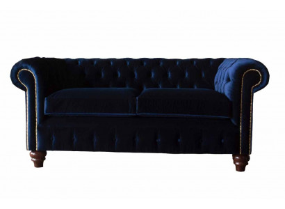 Blaue Chesterfield englisch klassischer Stil Sofa Couch 3 Sitz Polster 230cm
