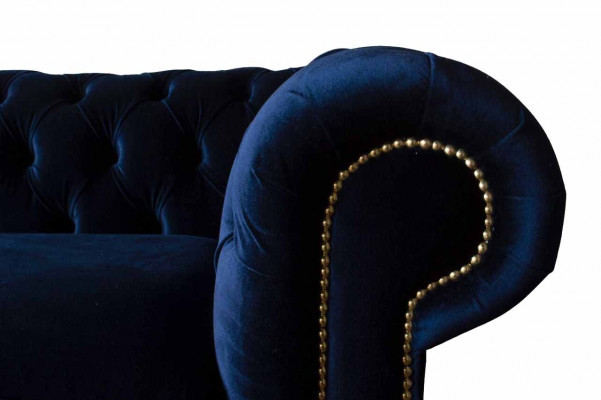Blaue Chesterfield englisch klassischer Stil Sofa Couch 3 Sitz Polster 230cm