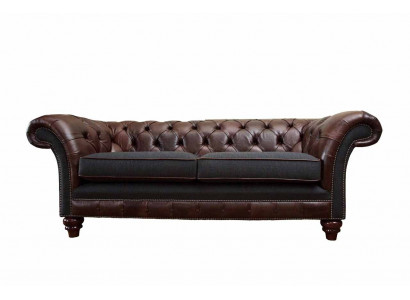 Braune Chesterfield englisch klassischer Stil Sofa Couch 3 Sitz Polster 230cm