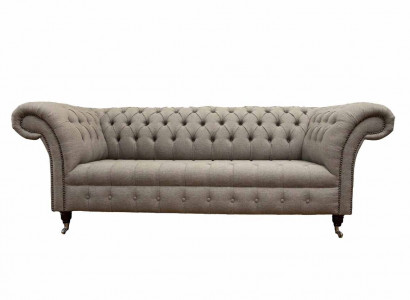 Beige Chesterfield englisch klassischer Stil Sofa Couch 3 Sitz Polster 230cm
