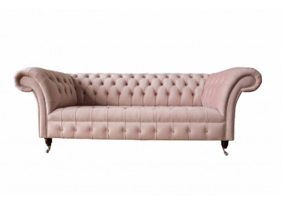 Chesterfield 3 Sitzer Rosa Design Couchen Polster Sofas Stoff Textil