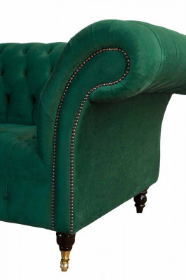 Dreisitzer Sofa 3 Sitzer Luxus Sitz Modern Sofas Grün Stoff Chesterfield