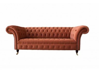Luxus Chesterfield 3 Sitzer Couch Polster Textil Couchen Stoff Sofa Neu