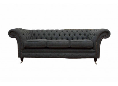 Chesterfield Textil Polster Design Sofa Luxus Couch Grau Sofa 3 Sitzer