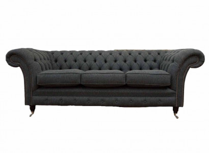 Chesterfield Textil Polster Design Sofa Luxus Couch Grau Sofa 3 Sitzer