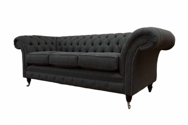 Chesterfield Textil Polster Design Sofa Luxus Couch Grau Sofa 3 Sitzer