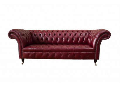 Chesterfield 3 Sitzer Leder Couch Polster Luxus Braun Sofa Möbel 230cm