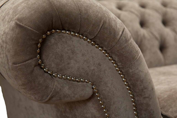 Dreisitzer Chesterfield Sofa 3 Sitz Sofas Grau Stoff Wohnzimmer Luxus