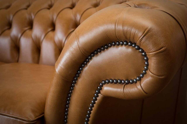Chesterfield Zweisitzer Sofa 2 Sitz Sofas Polster Sitz Leder Couch Braun
