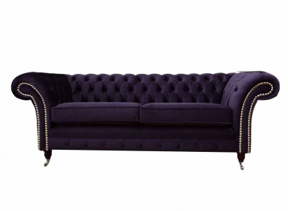 Chesterfield englisch klassischer Stil Sofa Couch 3 Sitz Polster Lila 230cm