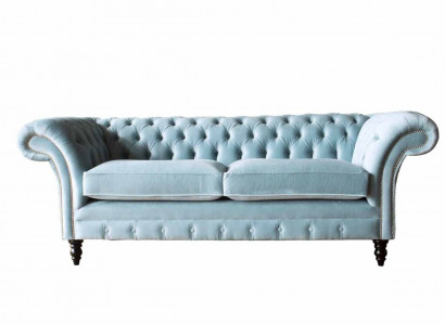 Chesterfield 3 Sitzer Polster Couch Sofa Textil Modern Stil Stoff Neu