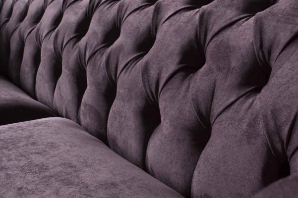 Chesterfield Lila Sofa 3 Sitzer Wohnzimmer Stoff Couch Polster Sofas