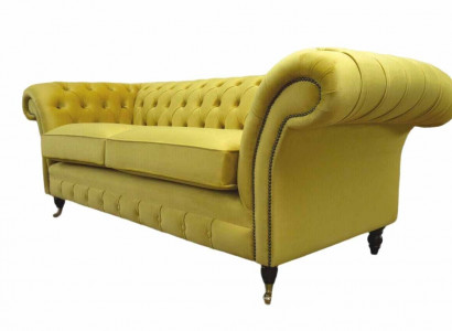 Textil 3 Sitzer Blau Stoff Design Couch Polster 230cm Sofa Chesterfield