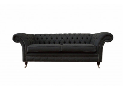 Wohnzimmer Sofa Chesterfield Couch Dreisitzer Design Schwarz Möbel Neu