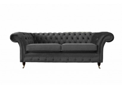 Design Chesterfield Sofa 3 Sitzer Grau Couch Polster Sofas Wohnzimmer