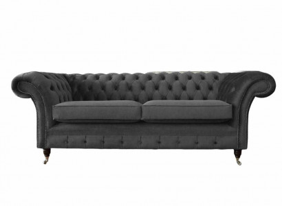Design Chesterfield Sofa 3 Sitzer Grau Couch Polster Sofas Wohnzimmer