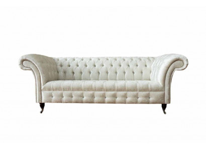 Dreisitzer Weiß Stoff Wohnzimmer Design Couchen Sofa Chesterfield Couch