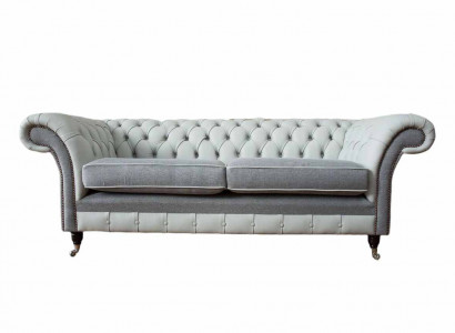 Sofa 3 Sitz Leder Möbel Sofas Stoff Grau Couch Polster Dreisitzer Neu
