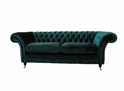 Chesterfield Polster 3 Sitzer Textil Couchen Sofa Dreisitzer Couch Samt