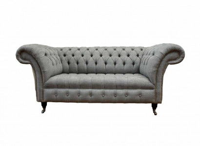 Chesterfield Zweisitzer Couch Polster Sofa Textil Couchen Stoff Luxus