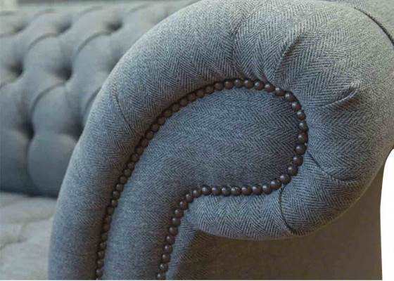 Chesterfield Büro Sitzmöbel Einrichtung Sofa Couch 2 Sitz Textil Grau