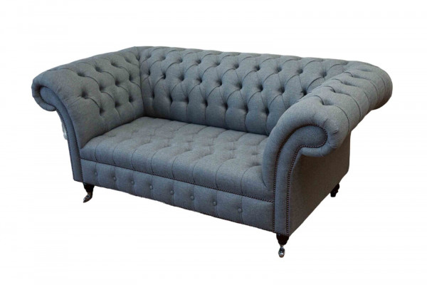 Chesterfield Büro Sitzmöbel Einrichtung Sofa Couch 2 Sitz Textil Grau