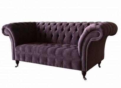 Chesterfield Sofa Couch Design Lila Polster Textil Zweisitzer Sitzer Neu