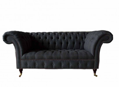 Design Chesterfield Stoff Couch Sofa 2 Sitzer Polster Textil Stoff Neu