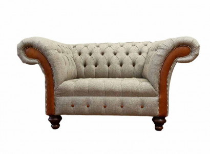 Chesterfield Sofa Polster 1,5 Sitzer Sofas Klassisch Einsitzer Grau Neu