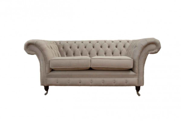Chesterfield Textil Polster Sofa Design Luxus Couch Stoff Sofas 2 Sitzer