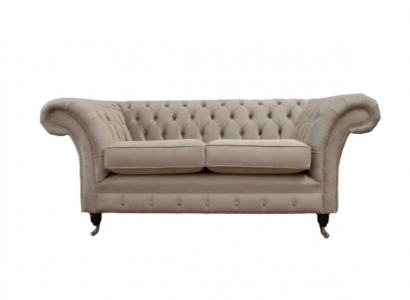 Chesterfield Textil Polster Sofa Design Luxus Couch Stoff Sofas 2 Sitzer
