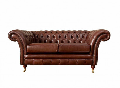 Chesterfield Couch Polster Leder Sofas Couchen Braune Zweisitzer Neu